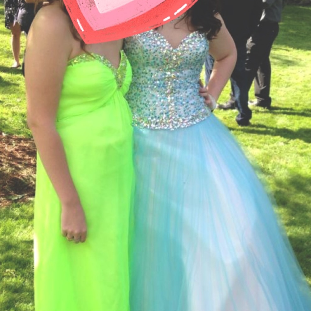 Baby blue sequinned ball gown